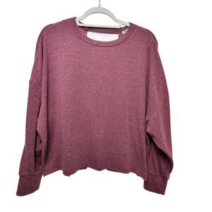 Black Swan Burgundy Criss Cross Back Boxy Long Sleeve Tee Size Small